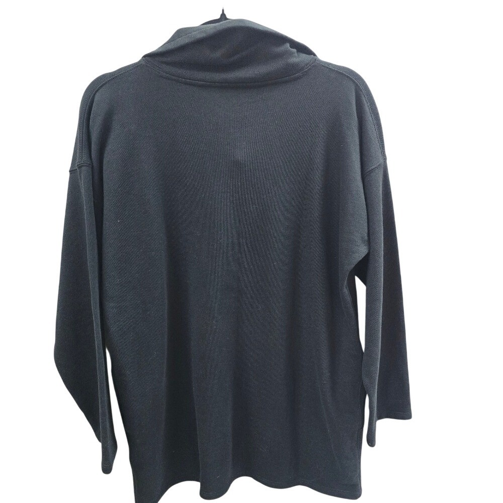 NWT J.Crew Women XS Black Cotton French Terry Half-Zip Sweatshirt - Picture 4 of 6